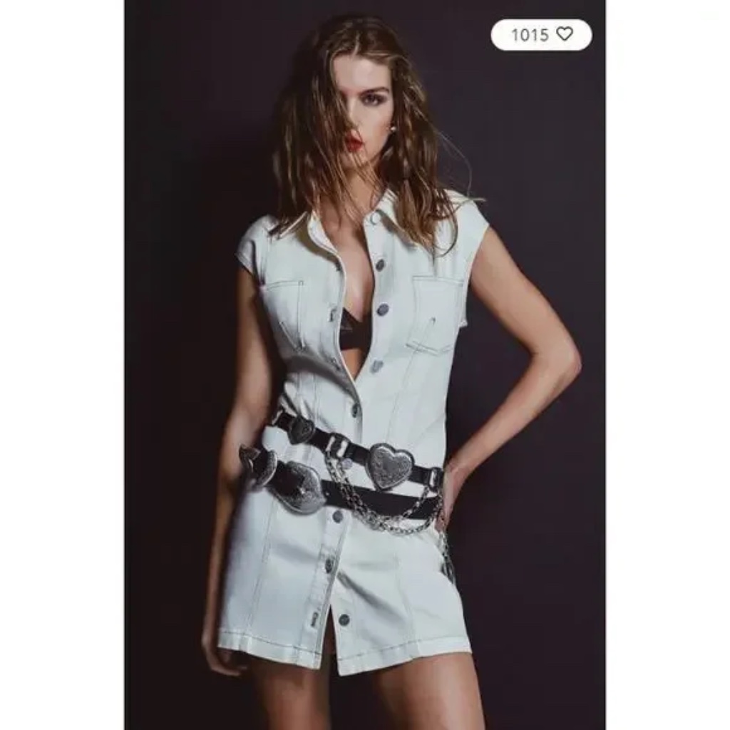 Anthropologie Pilcro Seamed Button-Front Denim Mini Dress